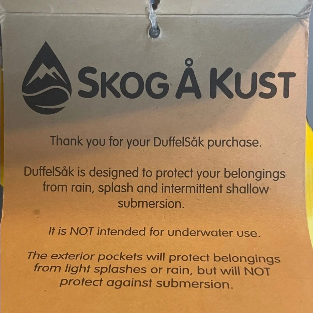 Skog A Kust Yellow Waterproof Duffel Bag sports travel 60L new